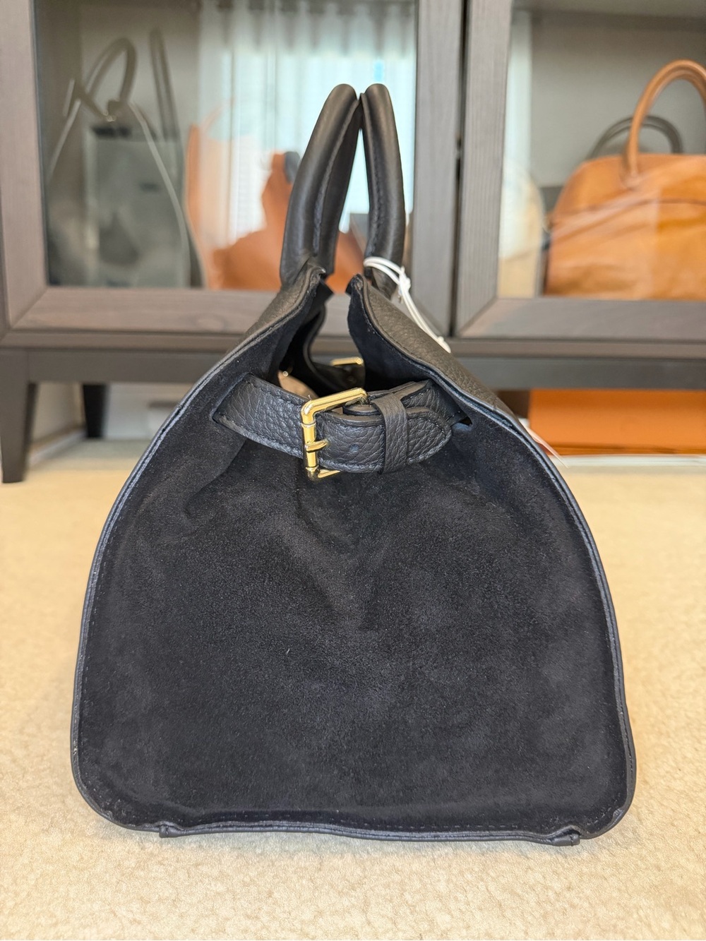 Anna Paola Black Leather Satchel Handbag - Picture 4 of 10